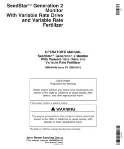 John Deere SeedStar 2 Monitor Worldwide Edition (720101-725100) Operator's Manual (OMA84086)