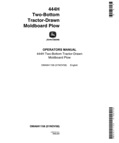 John Deere 444H Two-Bottom Tractor-Drawn Moldboard Plow Operator's Manual (OMA841158)