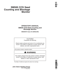 John Deere CCS Seed Counting & Blockage Monitor - SM500 Monitor Operator's Manual (OMA84572)
