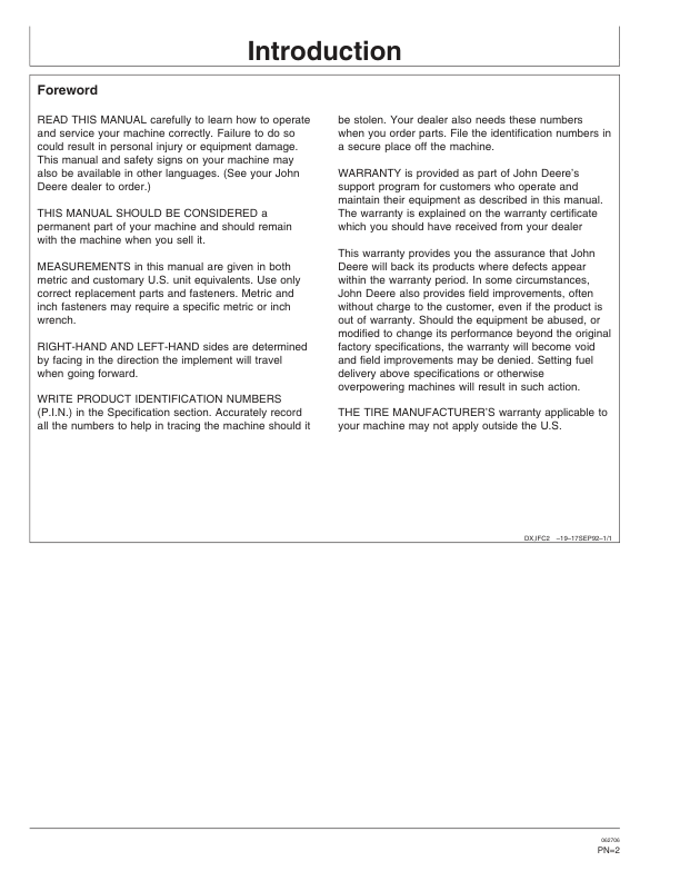 John Deere 1700, 1710, 1720 & 1730 Integral Planter North America & Australia Edition (720101-725100) Operator's Manual (OMA84607) - Image 2