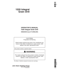 John Deere 1520 Integral Grain Drill (North America) (725101-745100) Operator's Manual (OMA85458)