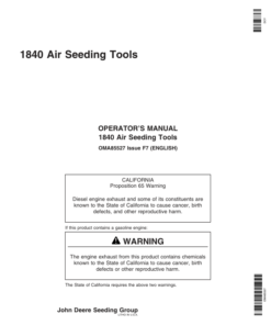 John Deere 1840 Air Seeding Tools (710101-725999) Operator's Manual (OMA85527)