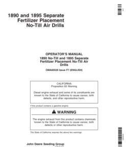 John Deere 1890 & 1895-SFP No-Till Air Drills North America & Australia Edition (710101-730100) Operator's Manual (OMA85529)