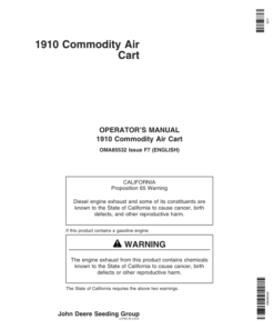 John Deere 1910 Commodity Air Cart (Ground Driven) Americas Edition (710101-730100) Operator's Manual (OMA85532)
