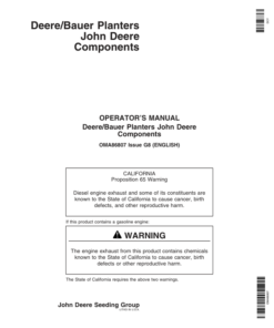 John Deere Components for DB44, DB58, DB60, DB66, DB80, DB88, & DB90 Deere/Bauer Planters Worldwide Edition (730101-735100) Operator's Manual (OMA86807)