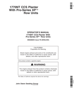 John Deere 1770NT 12/16/24 Row CCS ProSeries Planter with XP Row Units Operator's Manual (OMA86845)