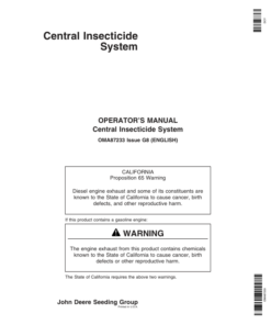 John Deere Central Insecticide System (-730999) Operator's Manual (OMA87233)