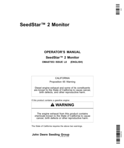 John Deere SeedStar 2 Monitor Worldwide Edition (730101-735100) Operator's Manual (OMA87553)
