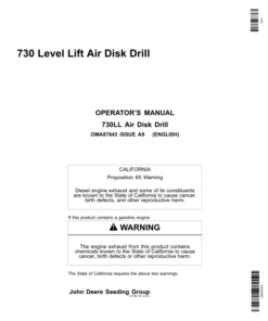 John Deere 730 Level Lift Air Disk Drill North America (730101-735100) Operator's Manual (OMA87843)