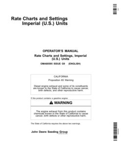 John Deere Rate Charts & Settings Standard Units (735101-740100) Operator's Manual (OMA88595)