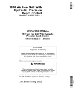 John Deere 1870 Air Hoe Drill North America (735101-740100) Operator's Manual (OMA88818)