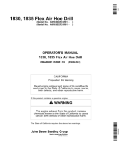 John Deere 1830 & 1835 Flex Air Hoe Drill North America (735101-740100) Operator's Manual (OMA88881)