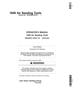 John Deere 1840 Air Seeding Tools (735101- ) Operator's Manual (OMA88923)