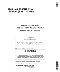 John Deere 1760, 1760NT (740101-) Operator's Manual (OMA90007)