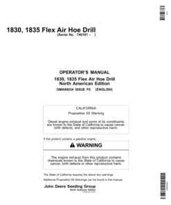 John Deere 1830 & 1835 Flex Air Hoe Drill North America (740101-745100) Operator's Manual (OMA90034)