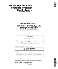 John Deere 1870 Air Hoe Drill North America (740101-745100) Operator's Manual (OMA90062)