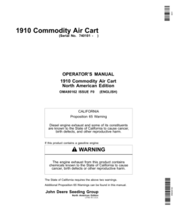 John Deere 1910 Commodity Air Cart Australian & American Edition (740101-745100) Operator's Manual (OMA90162)