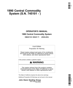John Deere 1990 Central Commodity System North America (745101-750100) Operator's Manual (OMA91103)