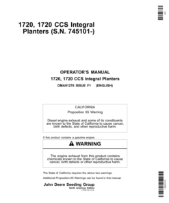 John Deere 1720 CCS Integral Planters (745101-) Operator's Manual (OMA91276)