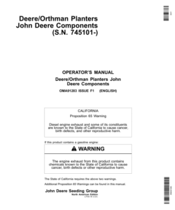 John Deere Components for Deere/Orthman Planters Worldwide Edition (745101-760100) Operator's Manual (OMA91283)