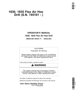 John Deere 1830 & 1835 Flex Air Hoe Drill North America (745101-750100) Operator's Manual (OMA91296)