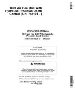 John Deere 1870 Air Hoe Drill North America (745101-750100) Operator's Manual (OMA91306)