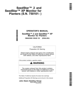 John Deere SeedStar 2 & SeedStar XP Monitor Worldwide Edition (750101- ) Operator's Manual (OMA93890)