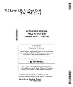 John Deere 730 Level Lift Air Disk Drill North America (750101-760100) Operator's Manual (OMA94056)