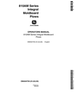 John Deere 810 Moldboard Plow Operator's Manual (OMA94759)