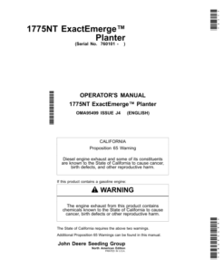 John Deere 1775NT ExactEmerge Planters (760101-765100) (North American) Operator's Manual (OMA95499)