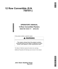 John Deere 1780 12-Row Convertible Planters Operator's Manual (OMA97396)