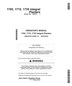 John Deere 1705, 1715 & 1735 Integral Planters Worldwide Edition (760101-765101) Operator's Manual (OMA97505)