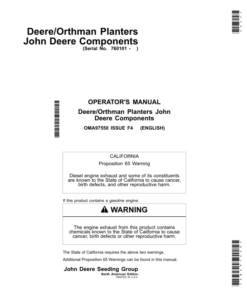 John Deere Components for Deere/Orthman Planters Worldwide Edition (760101-765100) Operator's Manual (OMA97550)