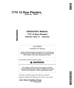 John Deere 1775 12-Row Planters North America & Australia (760101-765100) Operator's Manual (OMA97607)