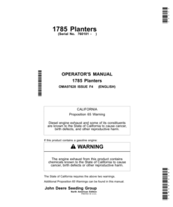 John Deere 1785 Planters North American & Australia (760101-765100) Operator's Manual (OMA97628)