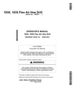 John Deere 1830 & 1835 Flex Air Hoe Drill North America (760101-765100) Operator's Manual (OMA99946)
