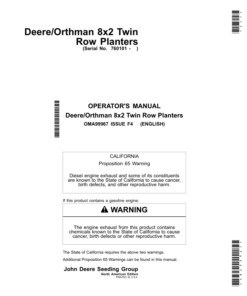 John Deere Deere/Orthman 8x2 Twin Row Planters North America (760101-) Operator's Manual (OMA99967)