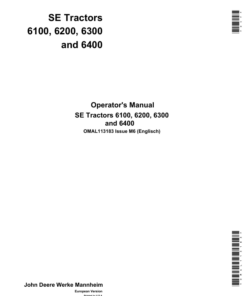 John Deere Tractors SE 6100, SE 6200, SE 6300, SE 6400 Operator's Manual (OMAL113183)