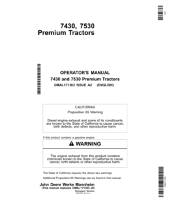 John Deere 7430 & 7530 Premium Tractors Operator's Manual (OMAL171363)