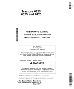 John Deere 6225, 6325 & 6425 Tractors Operator's Manual (OMAL179735)