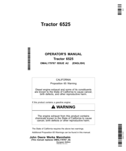 John Deere 6525 Tractors Operator's Manual (OMAL179767)