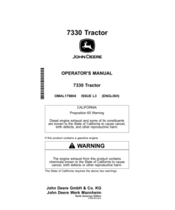 John Deere 7330 Tractor (North American) Operator's Manual (OMAL179804)