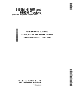 John Deere 6155M, 6175M & 6195M Tractors (6-Cylinder Engines 6068U) Operator's Manual (OMAL219624)
