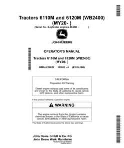 John Deere Tractors 6110M to 6120M (WB2400) (MY20- ) Operator's Manual (OMAL229622)