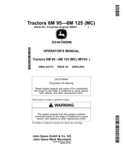 John Deere Tractors 6M 95—6M 125 (MC) Operator's Manual (OMAL243731)