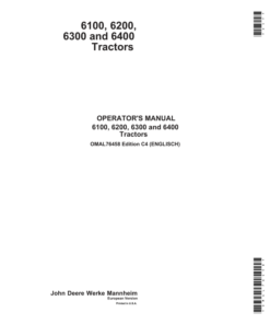 John Deere 6100, 6200, 6300 & 6400 Tractors Operator's Manual (OMAL76458)