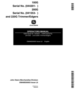 John Deere 100G, 200G & 220G Trimmer/Edgers (Gas) Operator's Manual (OMAM200003)