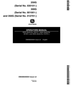 John Deere 250G ( 030101-), 300G (001001-), 350G (012701-)Gas Trimmer (Subs with OMM122063) Operator's Manual (OMAM200004)