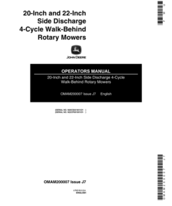 John Deere 20, 22- Inch Side Discharge Rotary Mowers Operator's Manual (OMAM200007)