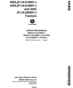 John Deere OP MAN,4055,4255,4455 Tractors(EUR) Operator's Manual (OMAR110569)